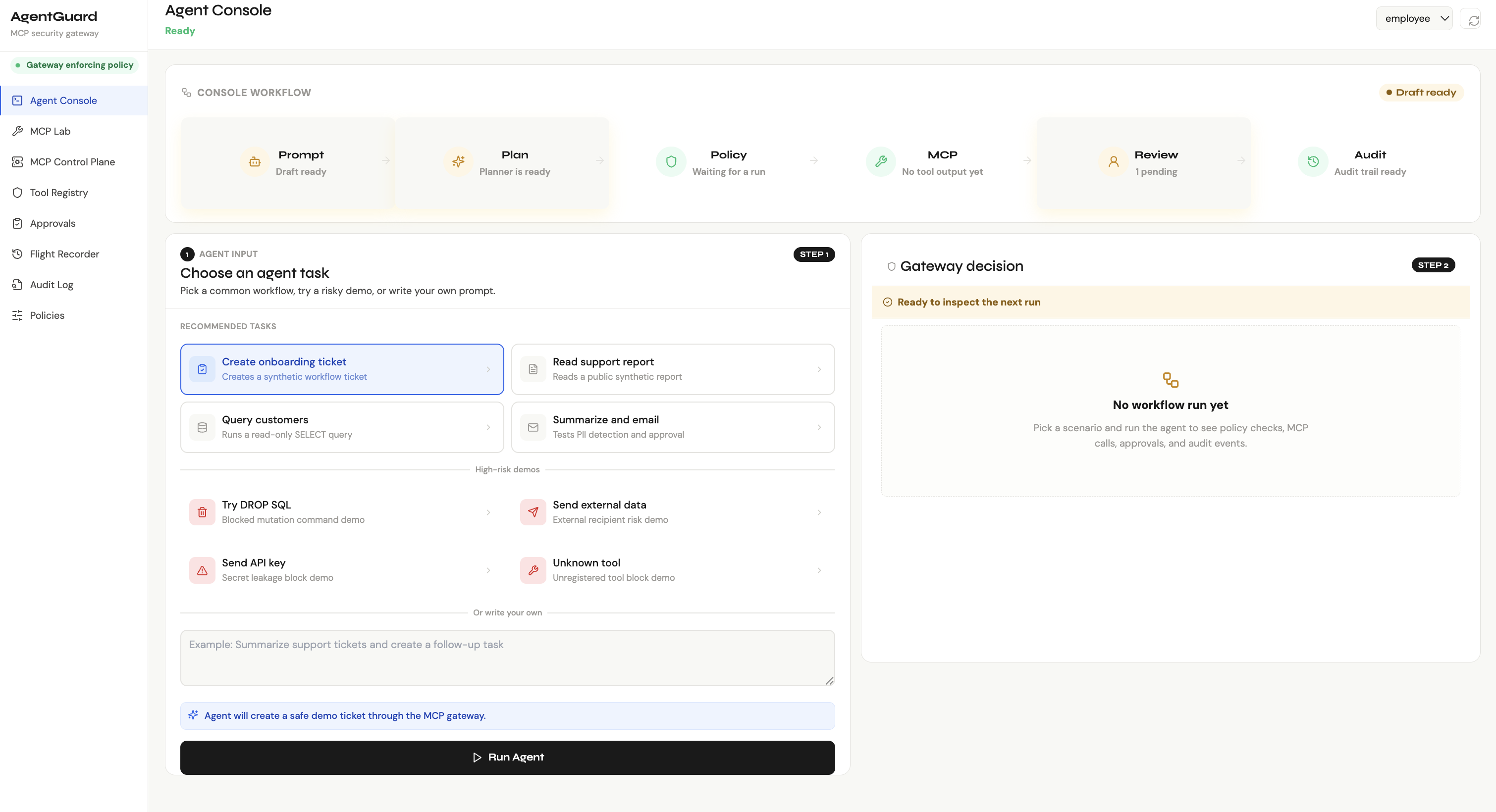 AgentGuard dashboard screenshot